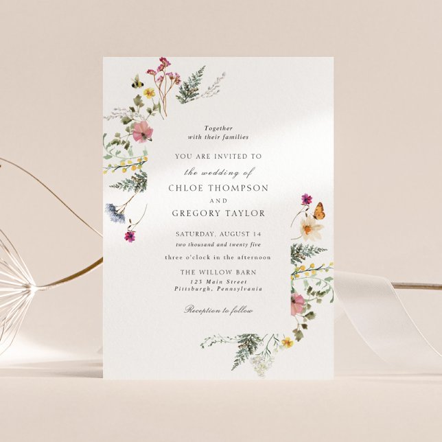 Wildflower Meadow Floral Wedding Invitation (Creator Uploaded)