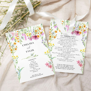 Wildflower Meadow Floral Wedding Program Invitation