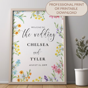 Wildflower Meadow Flower Border Wedding Script Poster