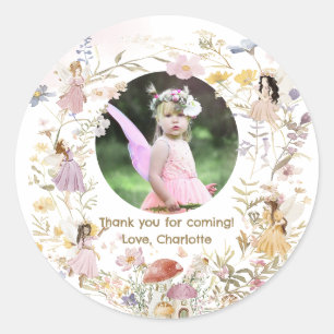 Wildflower Meadow Flowers Birthday Photo Favour Classic Round Sticker