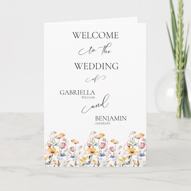 Wildflower Meadow Folded Wedding Programme (Front)
