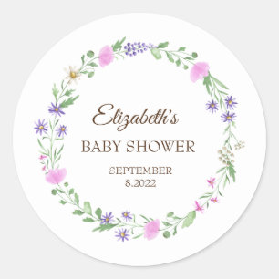Wildflower Meadow Frame    Classic Round Sticker