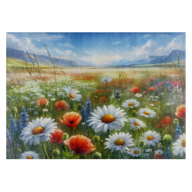 Wildflower Meadow Glass Cutting Board (Front)