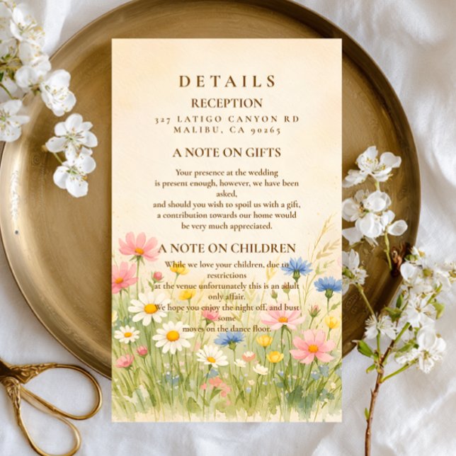 Wildflower Meadow Gold Wedding Enclosure Card (Creator Uploaded)