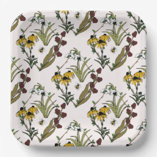 Wildflower Meadow in Light Pink Paper Plate