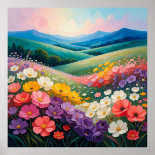 Wildflower Meadow Landscape 🌼 Poster