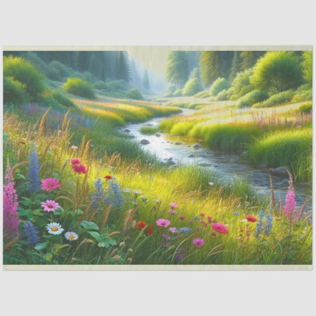 Wildflower Meadow Landscape Tissue Paper (Front)