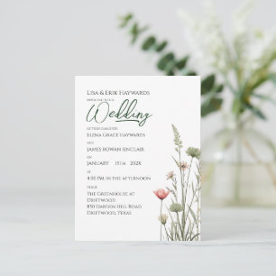 Wildflower Meadow Minimalist Boho Budget Wedding Postcard