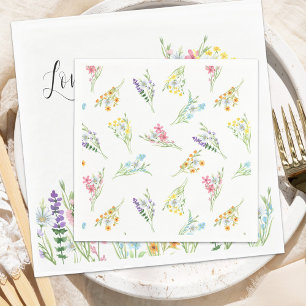 Wildflower Meadow Pastel Floral Pattern Wedding Napkin