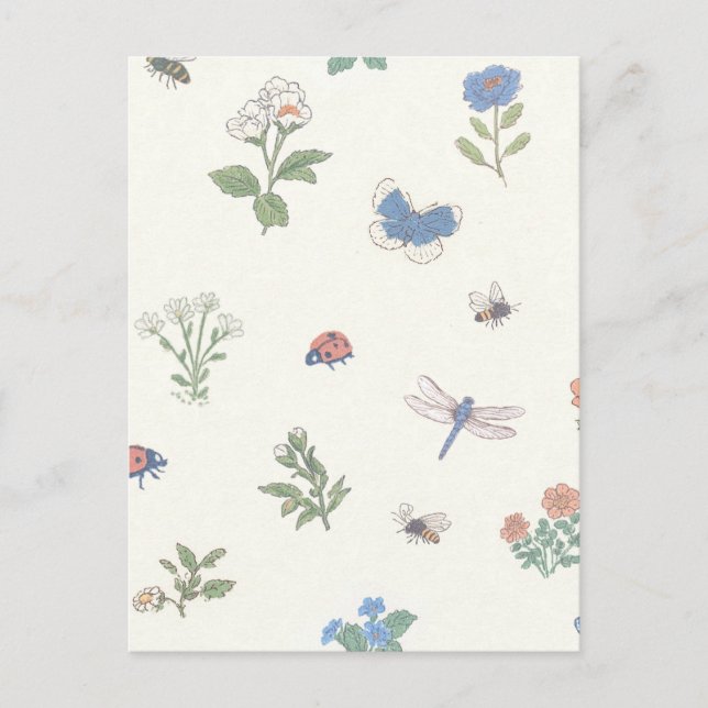 Wildflower Meadow Pattern Botanical Garden Floral  Postcard (Front)