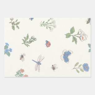 Wildflower Meadow Pattern Botanical Garden Floral  Wrapping Paper Sheet