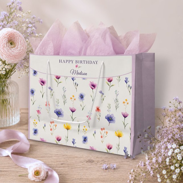 Wildflower Meadow Personalised Birthday Gift Bag (Creator Uploaded)