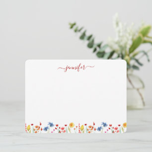 Wildflower Meadow Personalised Red Script Card