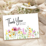 Wildflower Meadow Personalised Thank You Card<br><div class="desc">Wildflower Meadow thank you card which you can personalise and use for any occasion. The design features pretty watercolor wildflower border with flowers in pink yellow and orange. Thank You is hand lettered with casual elegance and the template is ready for you to customise. Perfect for wildflower baby showers, bridal...</div>
