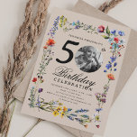Wildflower Meadow Photo 50th Birthday Champagne  Invitation<br><div class="desc">An elegant "50th Birthday" party invitation design with personalised photo,  modern typography and wildflower motif.</div>