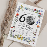 Wildflower Meadow Photo 60th Birthday Party Invitation<br><div class="desc">An elegant "60th Birthday" party invitation design with personalised photo,  modern typography and wildflower motif.</div>