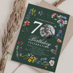 Wildflower Meadow Photo 70th Birthday Party Green  Invitation<br><div class="desc">An elegant "70th Birthday" party invitation design with personalised photo,  modern typography and wildflower motif.</div>