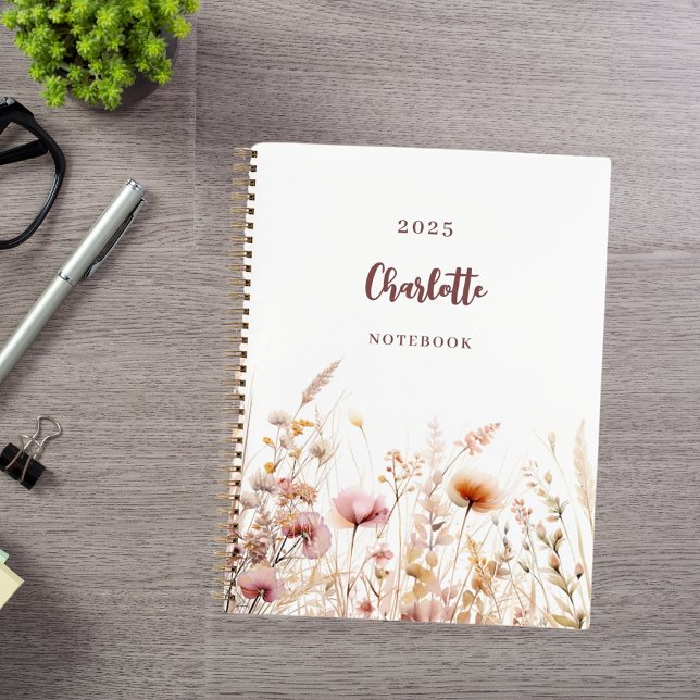 Wildflower meadow pink beige notebook (Creator Uploaded)