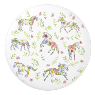 Wildflower Meadow Ponies Ceramic Knob
