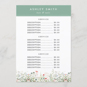 Wildflower Meadow Price Menu