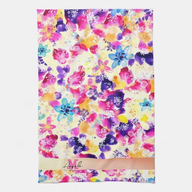 Wildflower Meadow Shabby Flowers Tea Towel (Vertical)