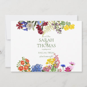 Wildflower Meadow Spring Floral Colourful Wedding Save The Date