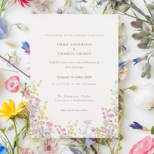 Wildflower Meadow Spring Summer Botanical Wedding Invitation