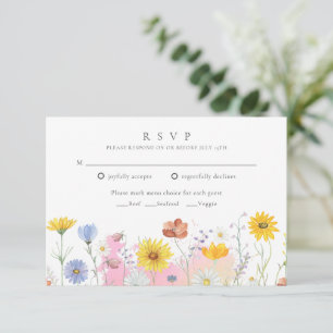 Wildflower Meadow Spring Summer Wedding  RSVP Card