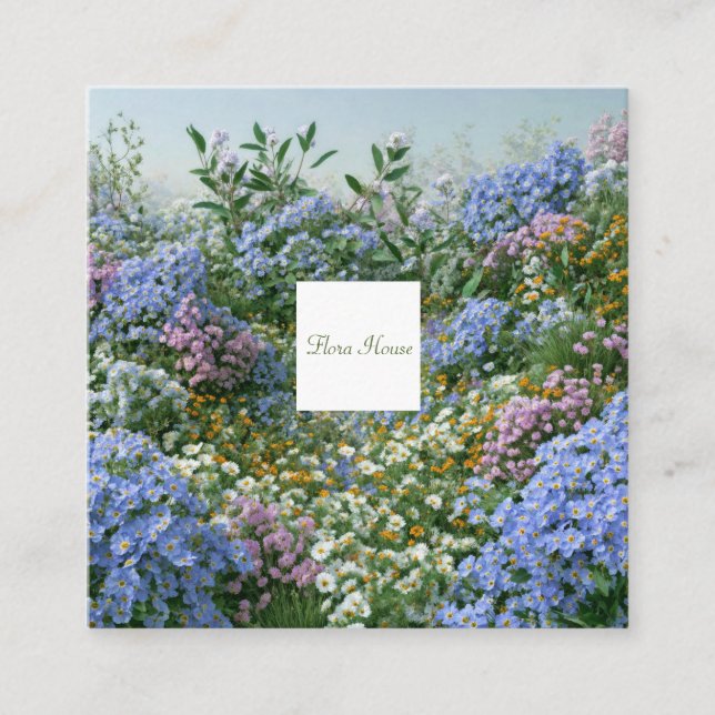 Wildflower Meadow Square Frame Bohemian Business Card (Front)