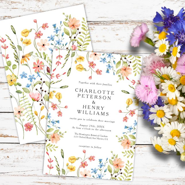 Wildflower Meadow Summer Garden Wedding Invitation (Creator Uploaded)