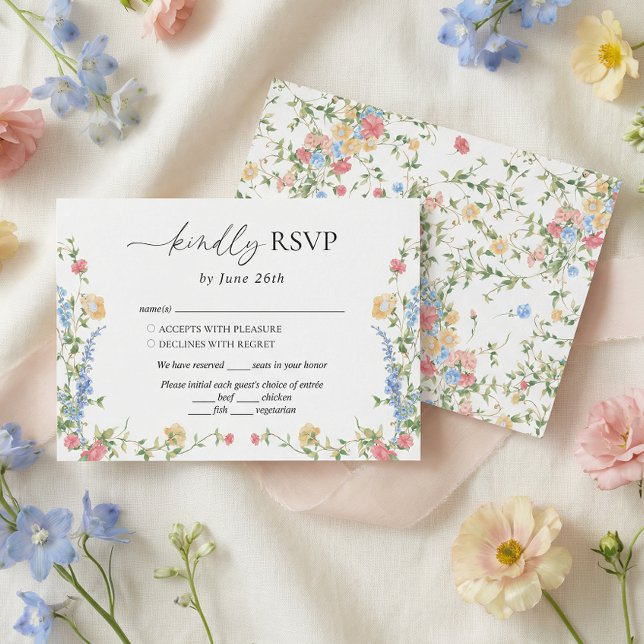 Wildflower Meadow Summer Wedding RSVP Card (Creator Uploaded)
