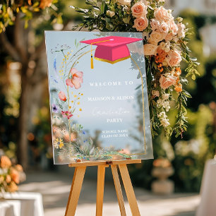 Wildflower Meadow Twin Graduation Welcome Sign