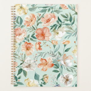 Wildflower Meadow Watercolor Blue Floral Pattern Planner