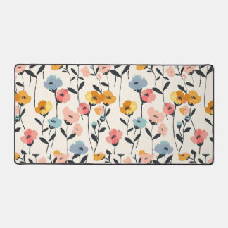 wildflower meadow,watercolor boho wild flowers,pre desk mat