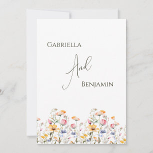 Wildflower Meadow Watercolor Double Sided Wedding Invitation