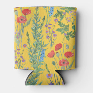Wildflower Meadow: Watercolor Seamless Painting. Can Cooler
