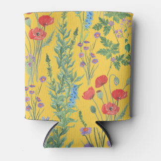 Wildflower Meadow: Watercolor Seamless Painting. Can Cooler