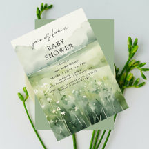 Wildflower Meadow Waterolor Sage Baby Shower