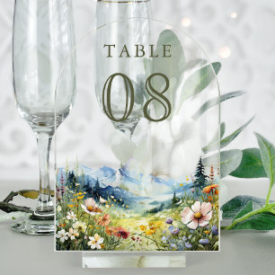 Wildflower Meadow Wedding Acrylic Table Number