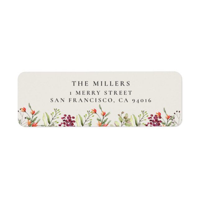 Wildflower Meadow Wedding Address Labels- Ecru (Front)