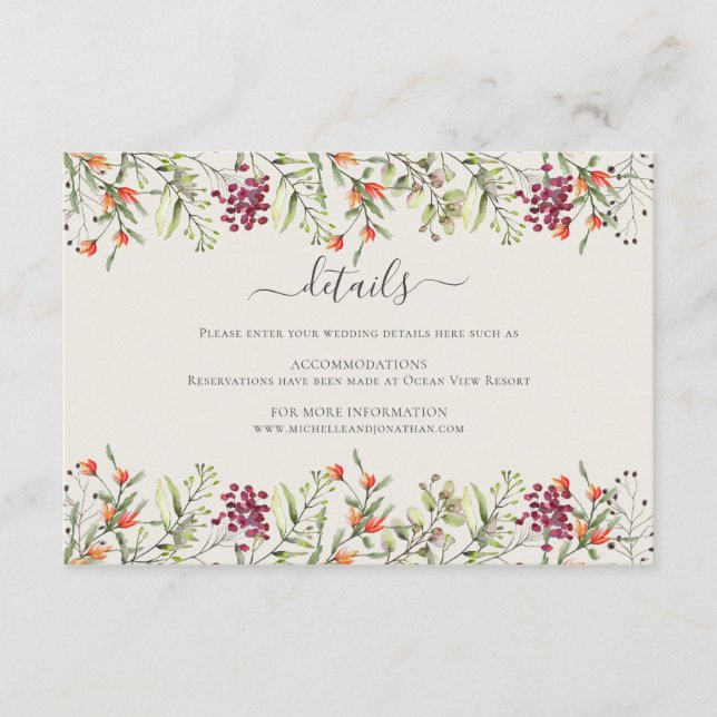 Wildflower Meadow Wedding Enclosure Card (Front)