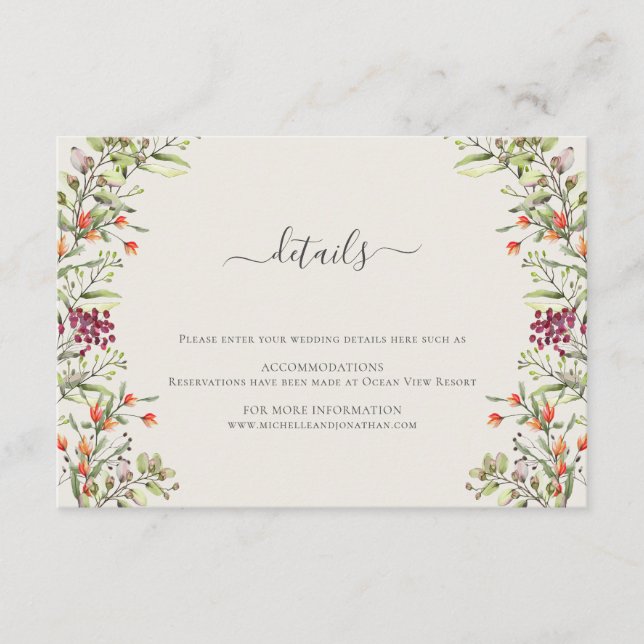 Wildflower Meadow Wedding Enclosure Card (Front)
