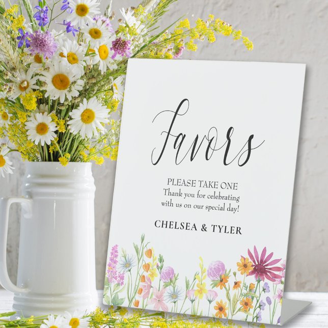 Wildflower Meadow Wedding Favours Pedestal Sign (Creator Uploaded)