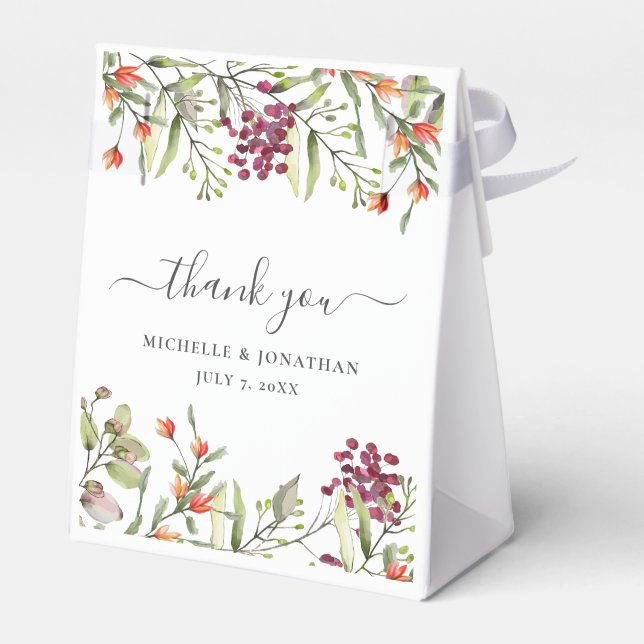 Wildflower Meadow Wedding Gift Favour Bag Box (Back Side)