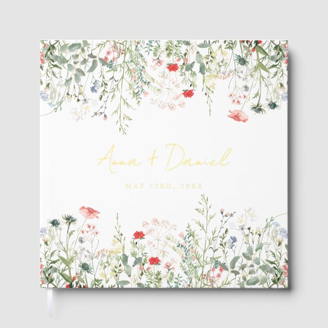 Wildflower Meadow Wedding Guest Book (Front)