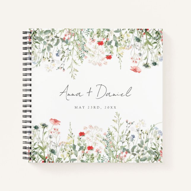 Wildflower Meadow Wedding Guest Book (Front)