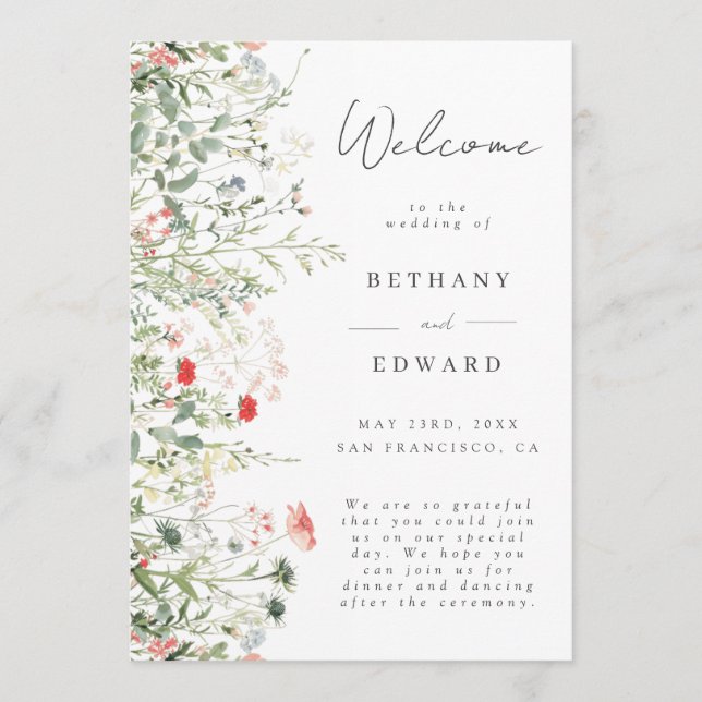 Wildflower Meadow Wedding Programme (Front)