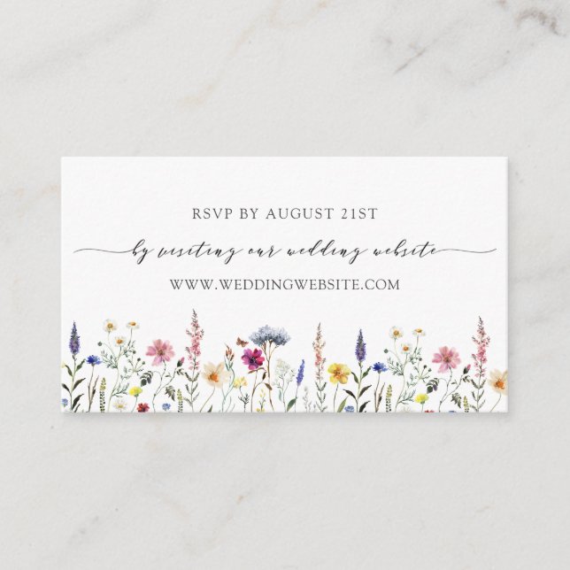 Wildflower Meadow Wedding RSVP Online Enclosure Card (Front)