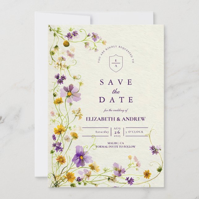 Wildflower Meadow Wedding Save The Date (Front)