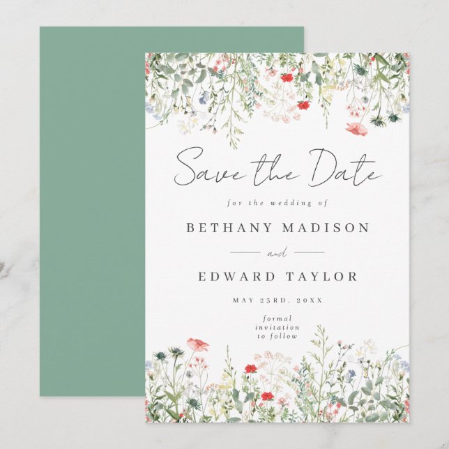 Wildflower Meadow Wedding Save The Date (Front/Back)